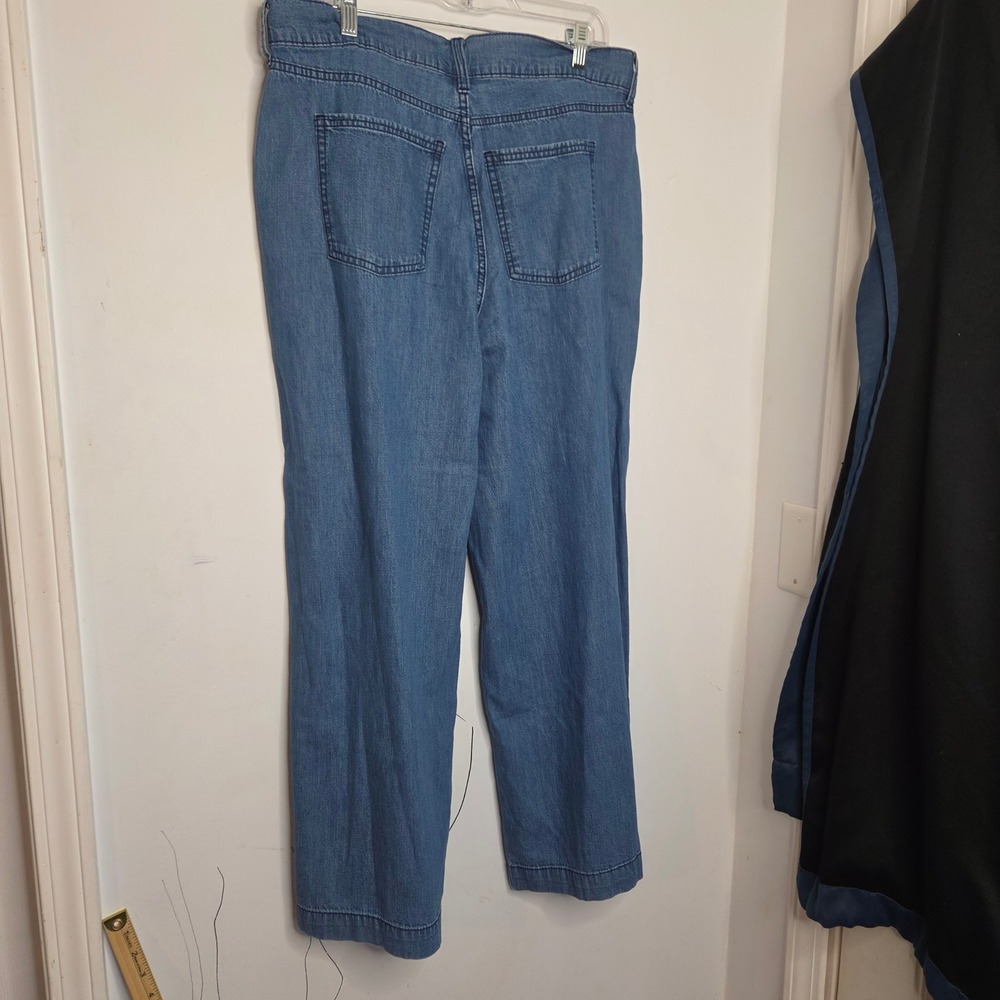 Old Navy High Rise Drapey Drawcord Wide Leg Denim Blue Jeans Size 10 NWT - Picture 2 of 6